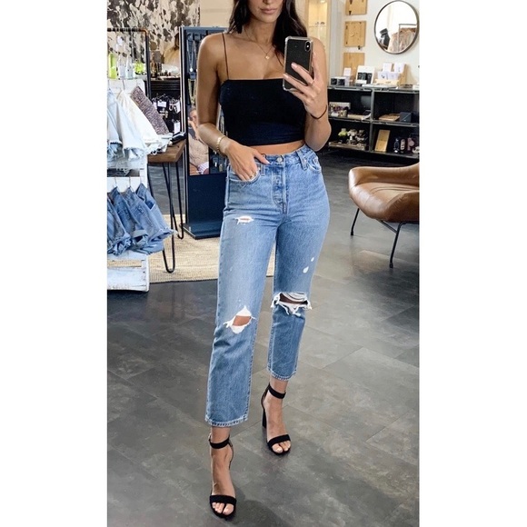 Levis Wedgie Straight Distressed Jeans 